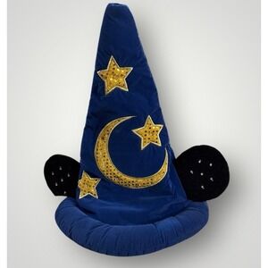 Disney Sorcerer Mickey Mouse Fantasia Hat Blue Stars Moon Plush Lights Dont Work